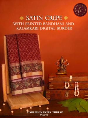 Mayur Kalamkari Satin Crepe Saree