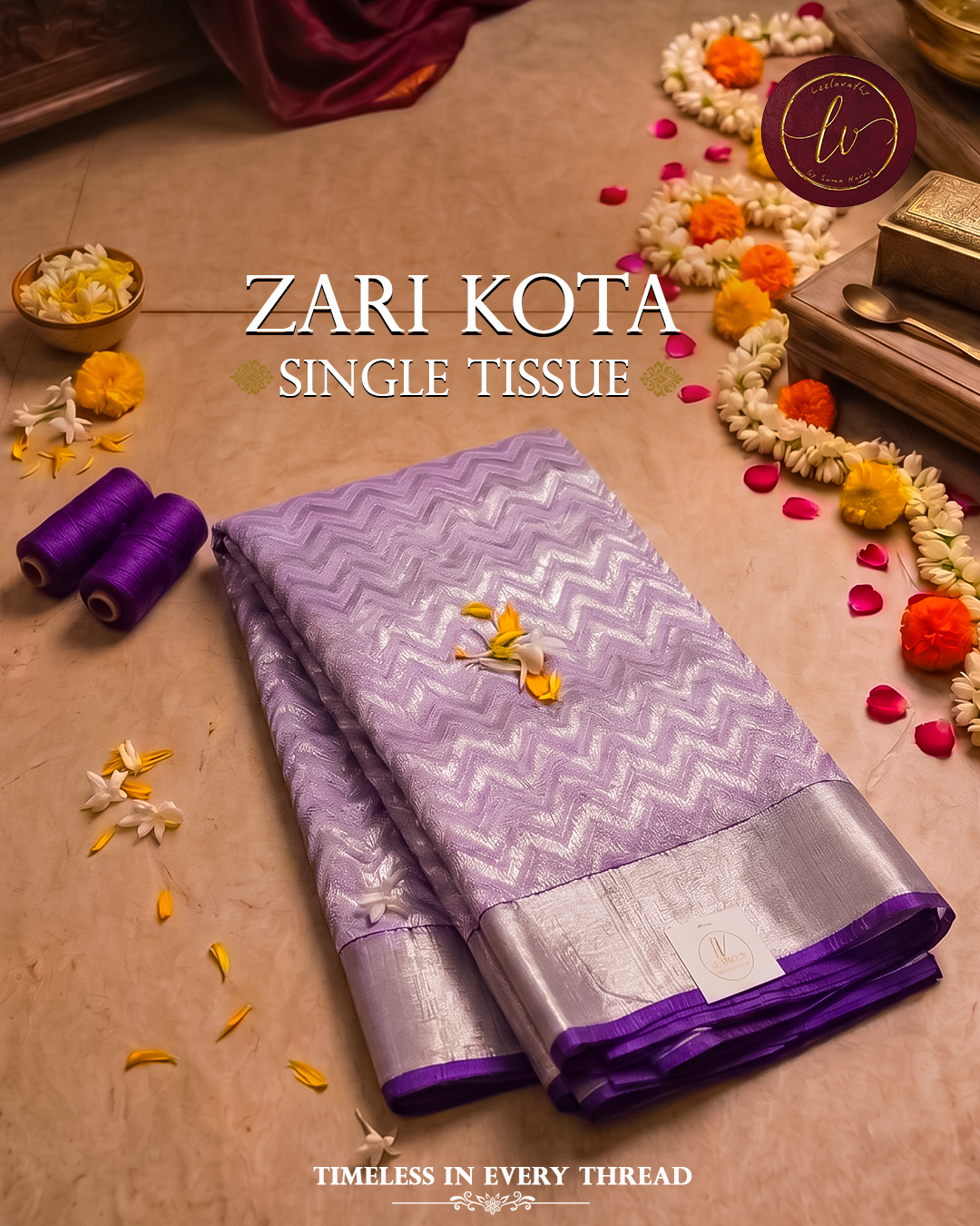 Neelambara Zari Kota Single Tissue Saree
