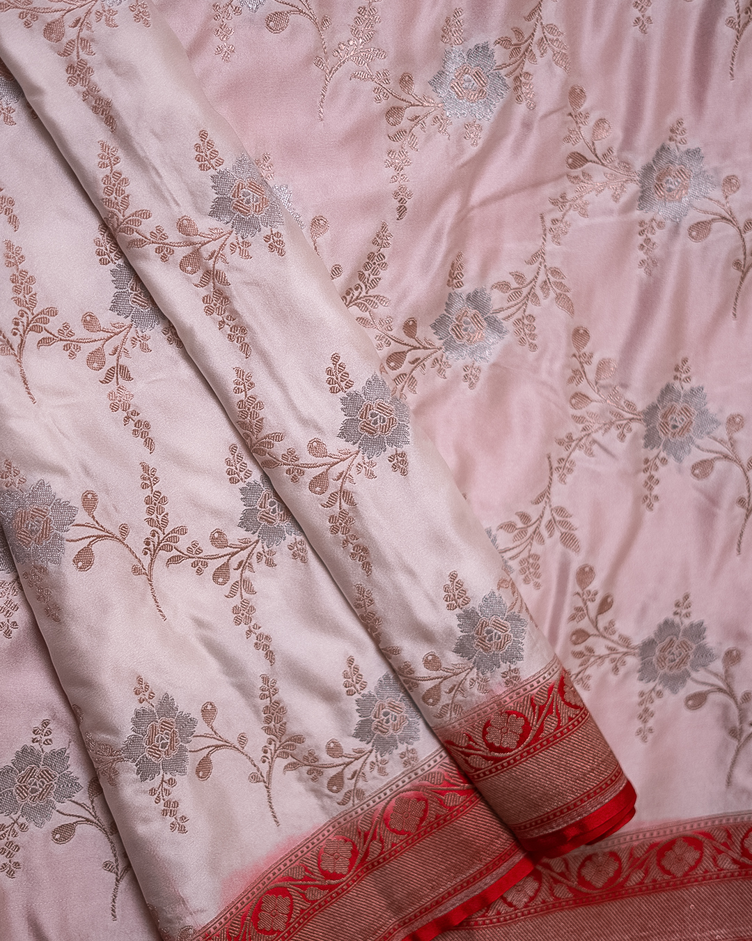 Ivory Blossom Banaras Mashru Saree - Image 4