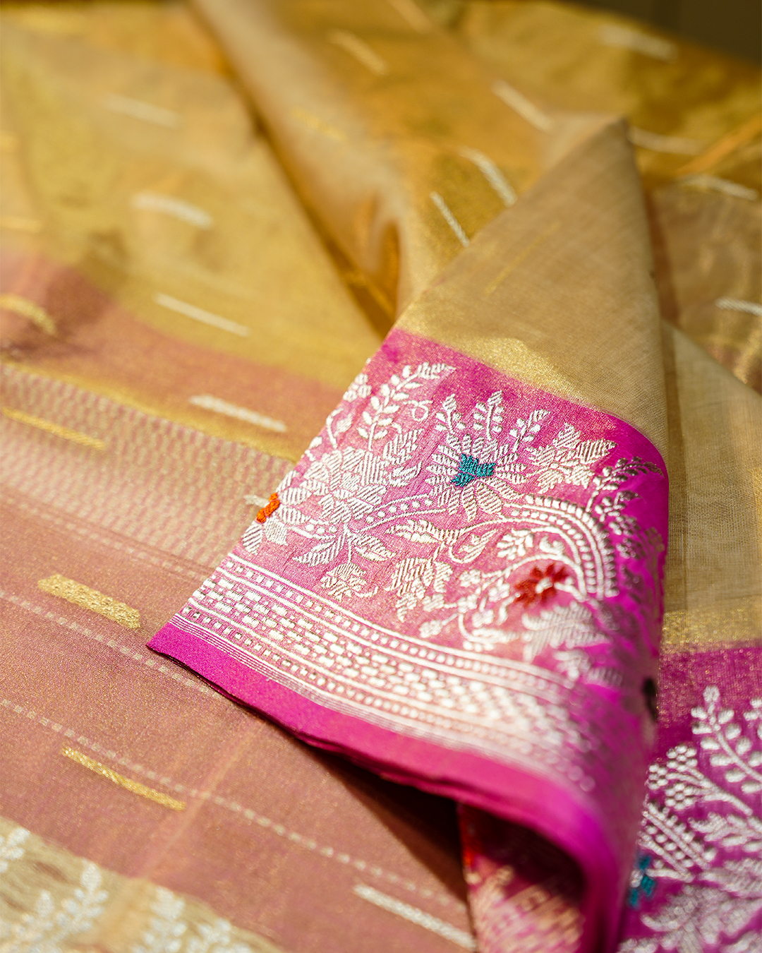 Royal Blossom Banaras Organza Saree - Image 2