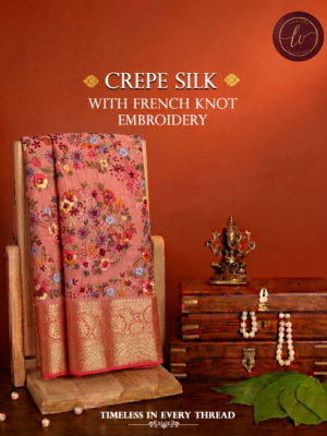 Rosé Fleur Crepe Silk Saree