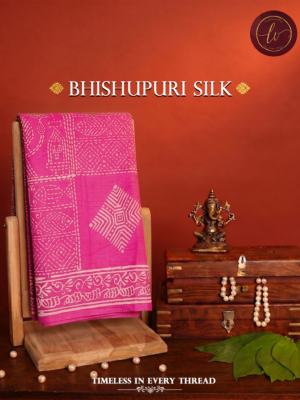 Royal Fuchsia Bhishnupuri Silk Saree