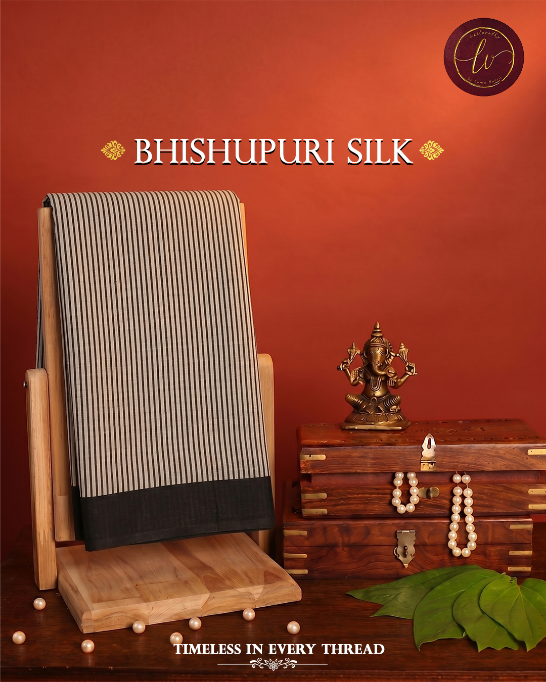 Monochrome Elegance Bhishnupuri Silk Saree