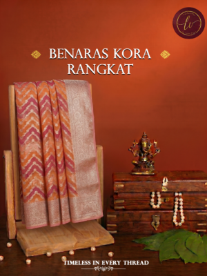 Sunset Rangkat Banaras Kora Silk Saree