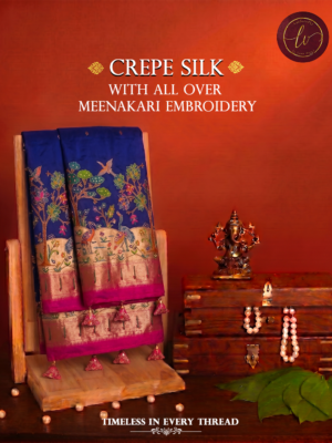 Crepe Silk Saree with All Over Meenakari Embroidery