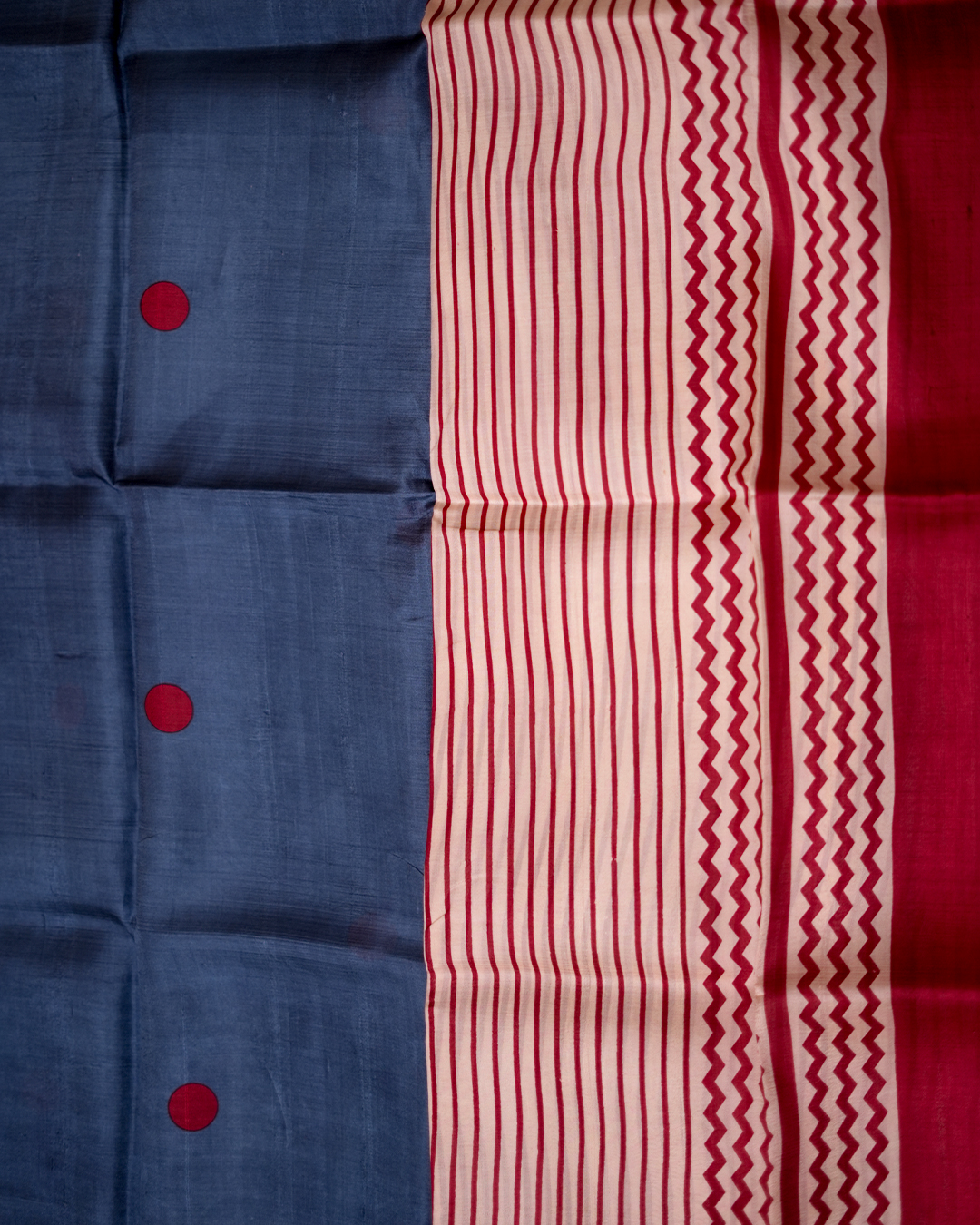 Midnight Polka Bhishnupuri Silk Saree - Image 4