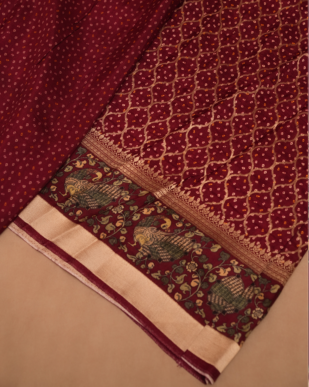 Mayur Kalamkari Satin Crepe Saree - Image 2