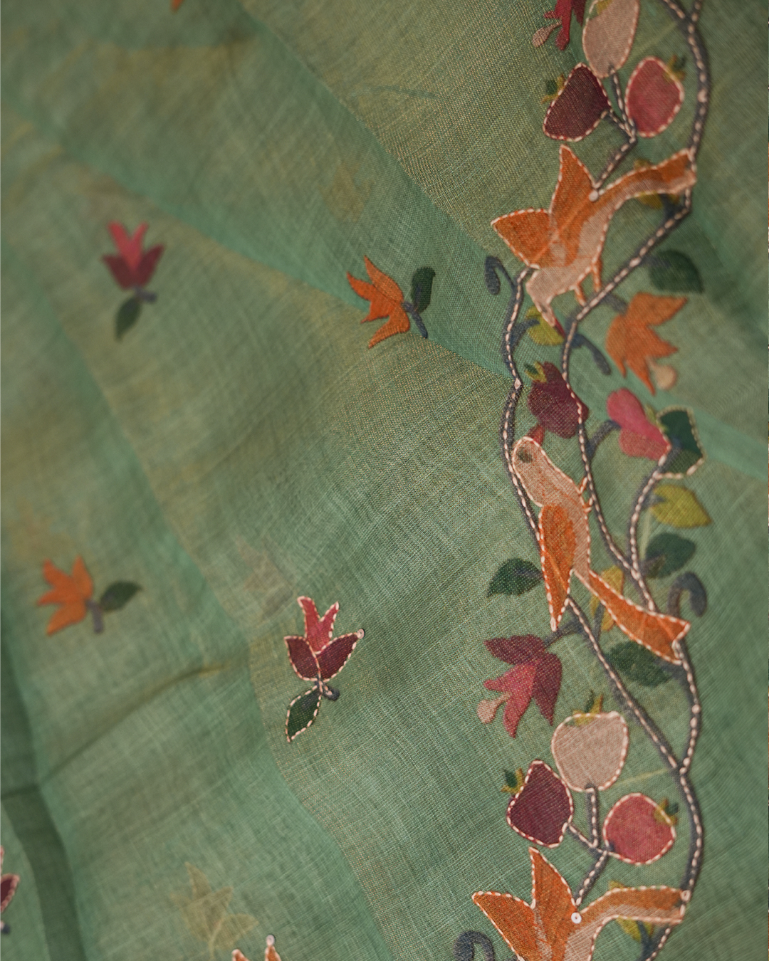 Mayura Vines Jute Cotton Saree - Image 2