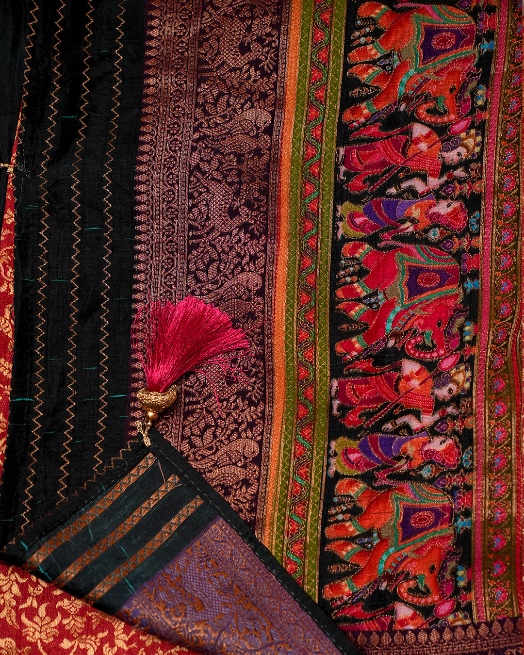 Neelambara Crepe Silk Saree with Meenakari Thread Embroidery - Image 3