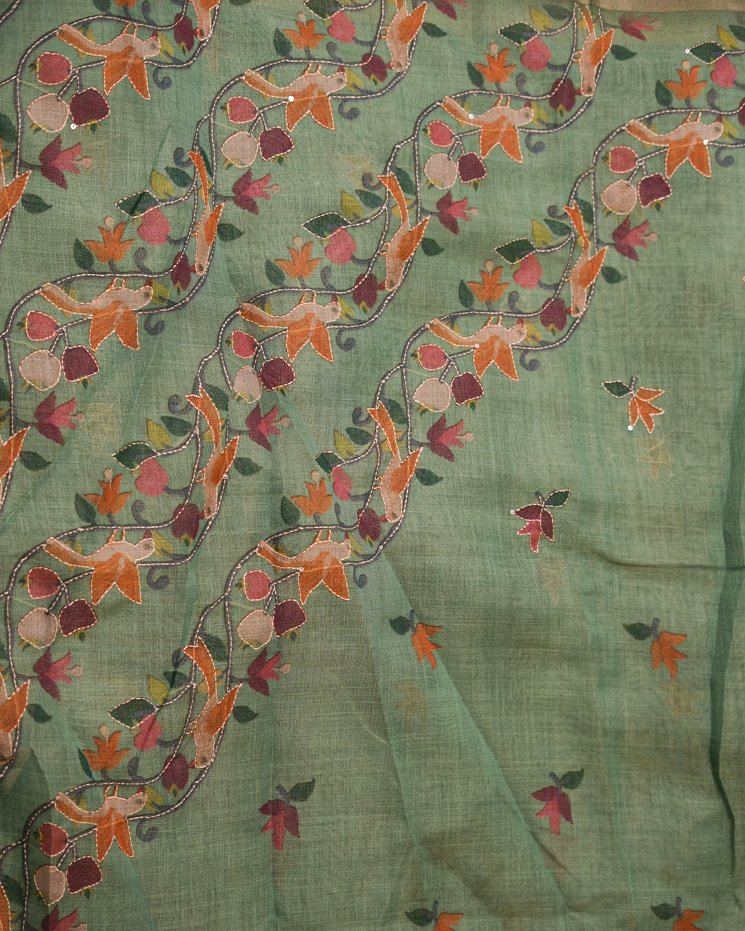 Mayura Vines Jute Cotton Saree - Image 4