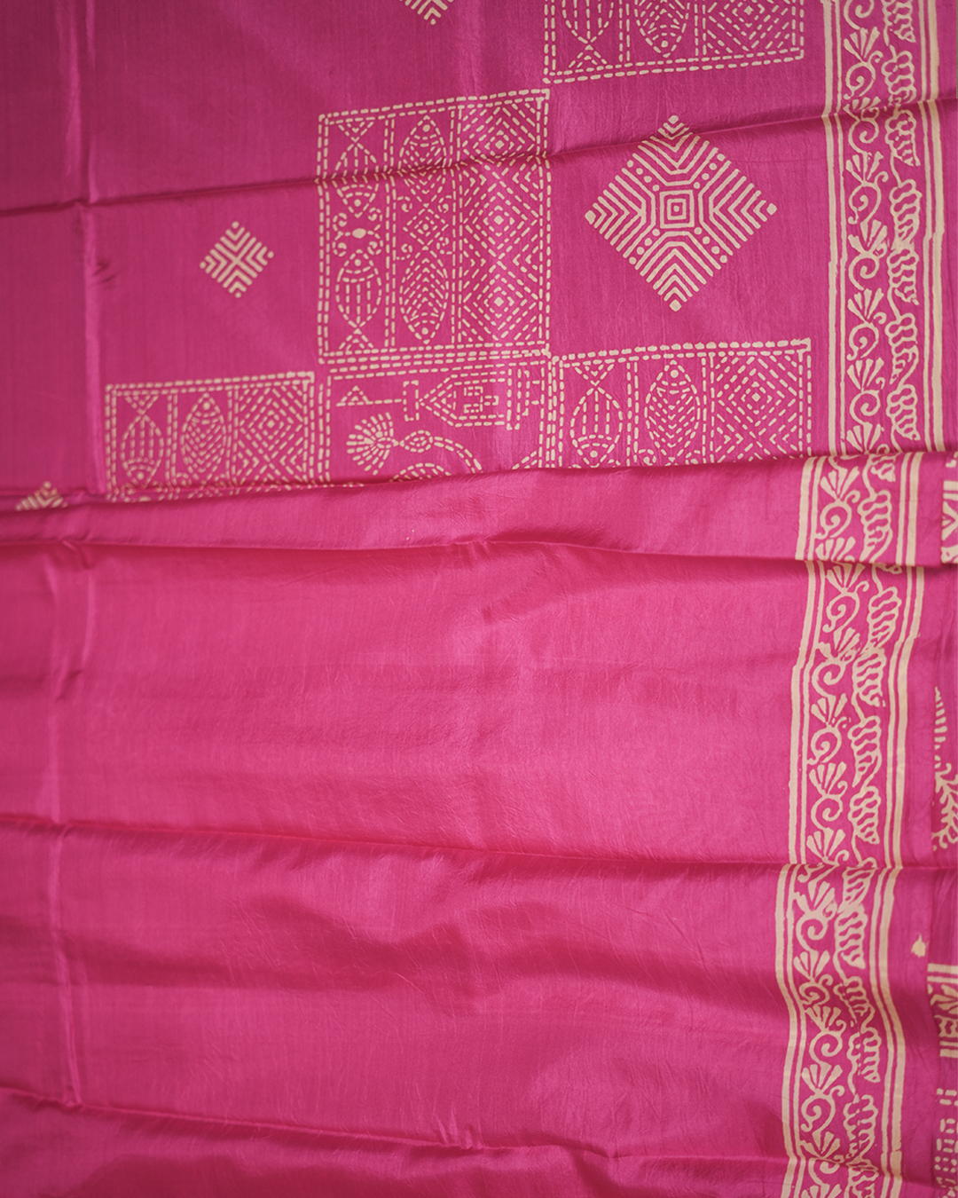 Royal Fuchsia Bhishnupuri Silk Saree - Image 2