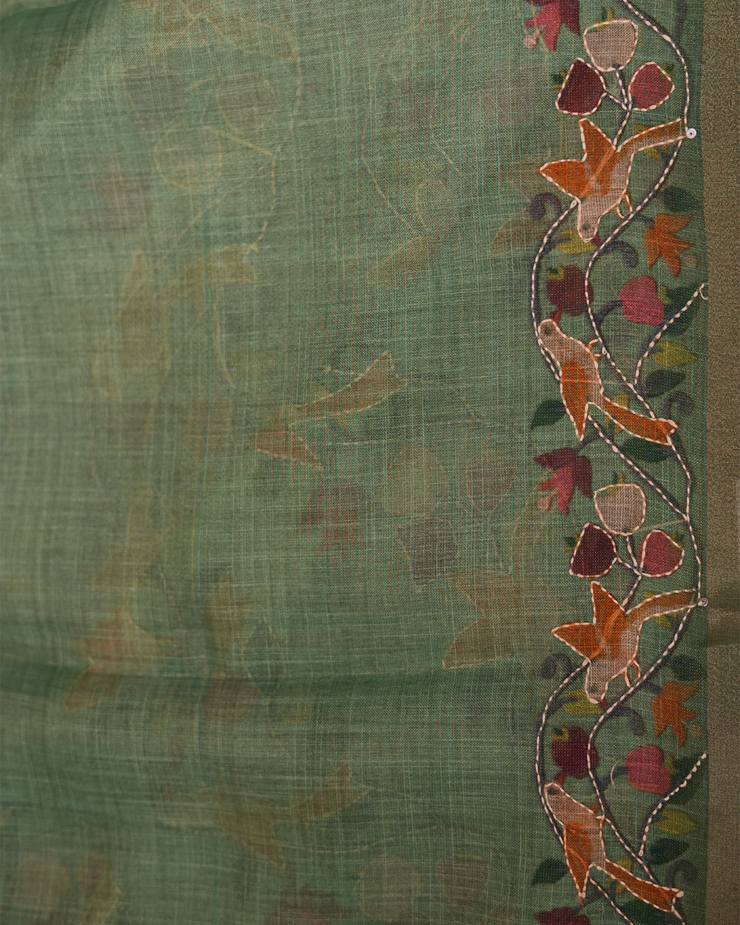 Mayura Vines Jute Cotton Saree - Image 5