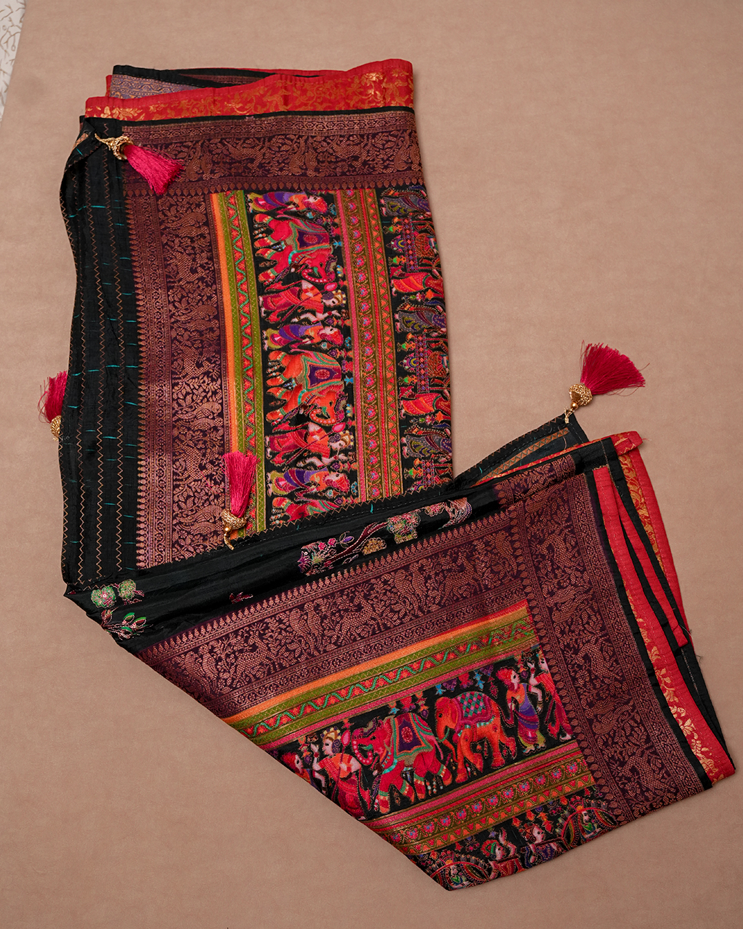 Neelambara Crepe Silk Saree with Meenakari Thread Embroidery - Image 2