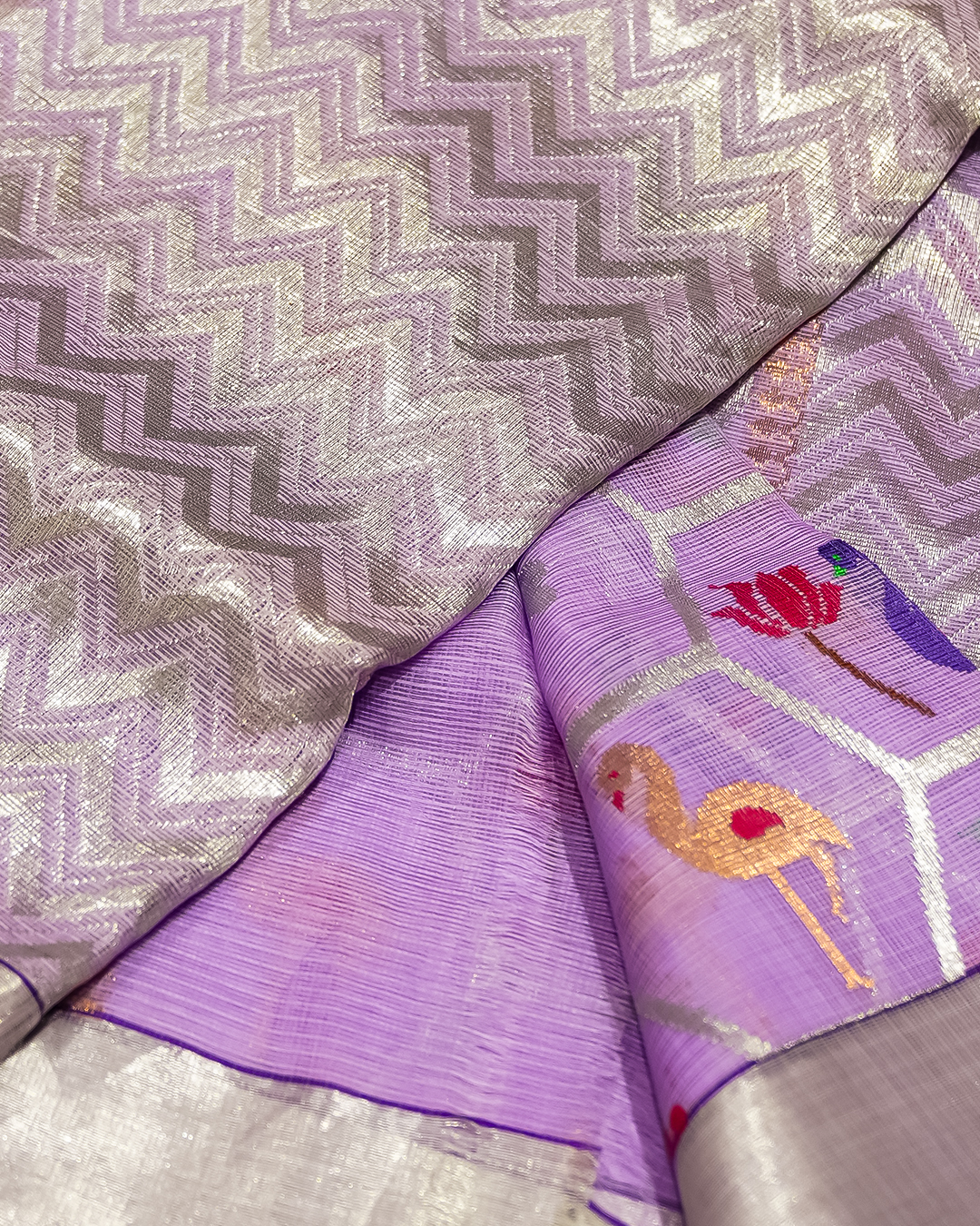Neelambara Zari Kota Single Tissue Saree - Image 4
