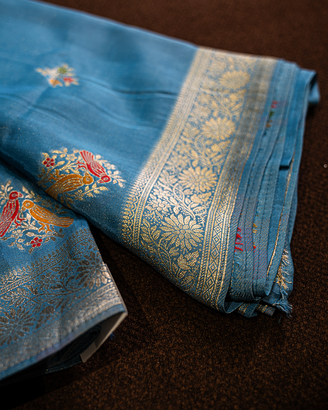 Neelambara Benaras Mashroo Meenakari Saree - Image 5