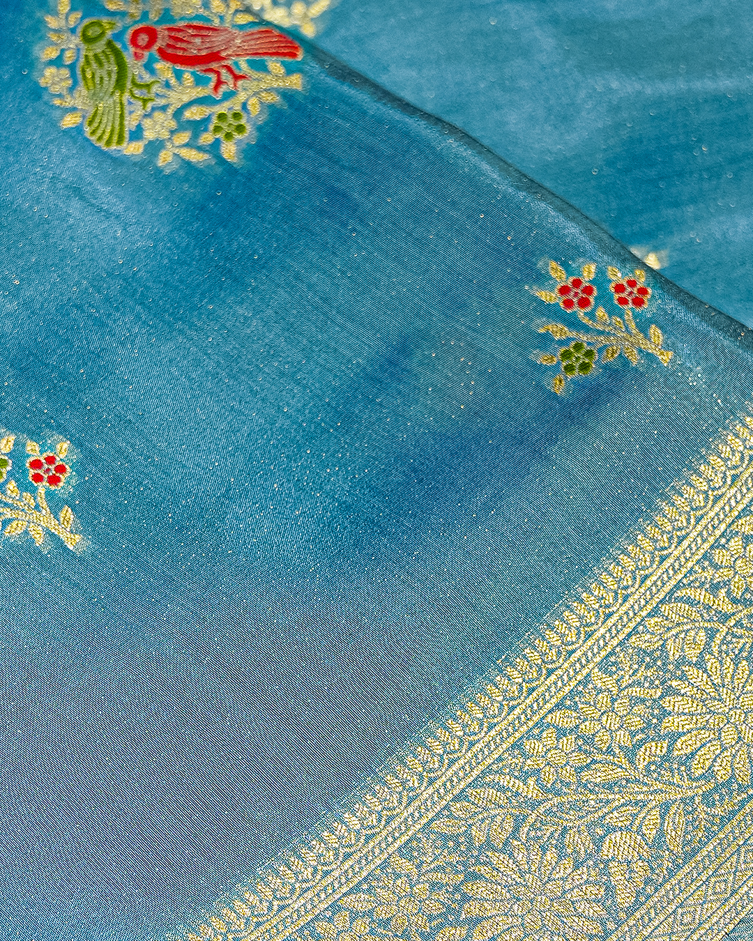 Neelambara Benaras Mashroo Meenakari Saree - Image 3