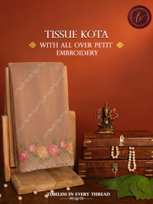 Tissue Kota Saree with All Over Petit Embroidery