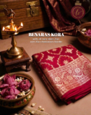 Benaras Kora Saree with Silver Zari and Kancheevaram Border
